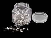 Ozdobné špendlíky v dóze délka 40 mm 1 dóza bílá perleť